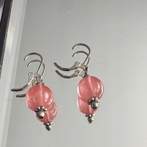 Elegant Pink and Silver Dangle Earrings